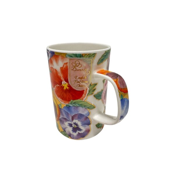NEW Dunoon Hampton Pansy Gold Bone China Coffee Tea Mug Jane Brookshaw England - Picture 2 of 5